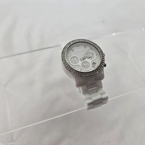 WOMENS MICHAEL KORS Runway White Dial Ceramic Strap with Glitz MK5188 - Picture 10 of 14